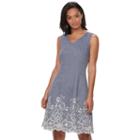 Women's Sharagano Sleeveless Floral Embroidered Dress, Size: 14, Blue