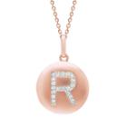 Diamond Accent 14k Rose Gold-plated Silver Initial Pendant Necklace, Women's, Size: 18, Pink