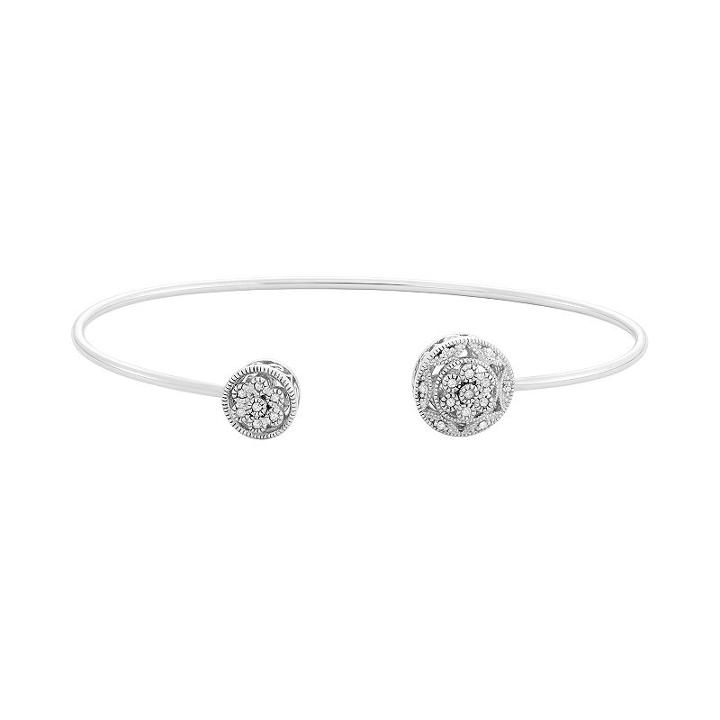 Simply Vera Vera Wang 1/10 Carat T.w. Diamond Sterling Silver Flower Cuff Bracelet, Women's, White