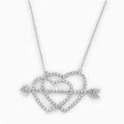 Amore By Simone I. Smith Platinum Over Silver Crystal Cupid's Arrow Heart Necklace, Women's, Size: 18, White