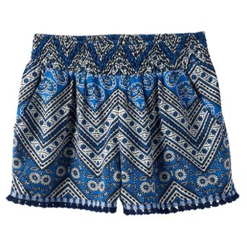Girls 7-16 Joey B Patterned Soft Fringe Trim Shorts, Girl's, Size: Medium, Light Blue