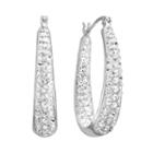 Artistique Sterling Silver Crystal U-hoop Earrings - Made With Swarovski Crystals, Women's, White