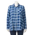 Juniors' Plus Size Mudd&reg; Plaid Tunic Shirt, Girl's, Size: 2xl, Med Blue