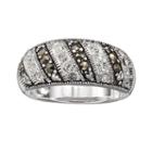 Silver Plated Cubic Zirconia And Marcasite Stripe Ring, Women's, Size: 7, Multicolor