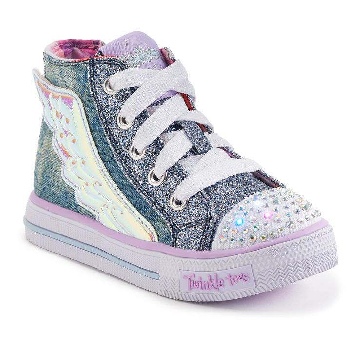 Skechers Twinkle Toes Shuffles Flutter Up Toddler Girls' Light-up Shoes, Girl's, Size: 9 T, White Oth