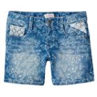 Girls 7-16 So&reg; Butterfly Print Medium Wash Midi Jean Shorts, Girl's, Size: 12, Med Blue