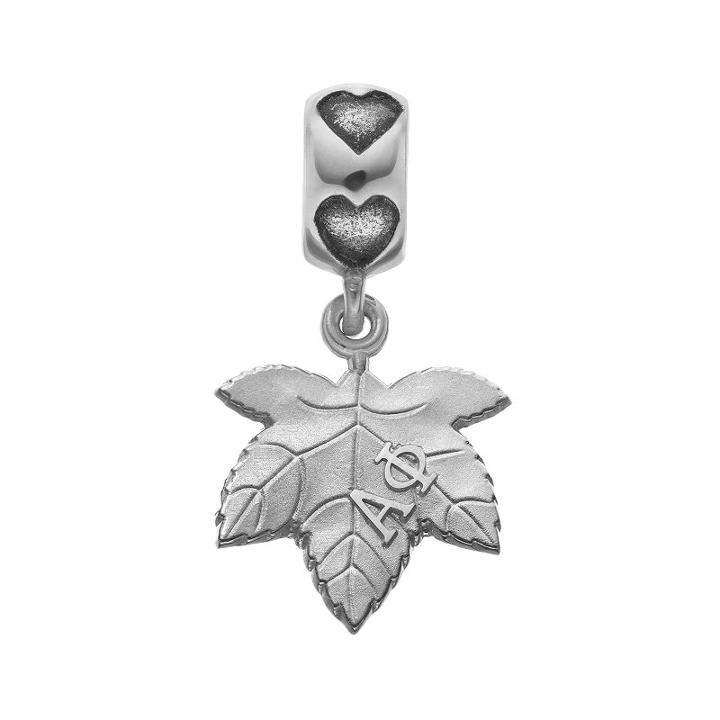 Logoart Sterling Silver Alpha Phi Sorority Ivy Leaf Charm, Women's, Grey