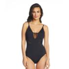 Women's Apt. 9&reg; Mesh Accent One-piece Swimsuit, Size: Medium, Black