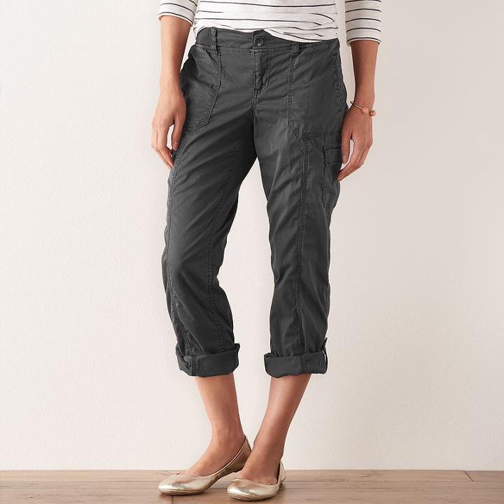 Petite Sonoma Goods For Life&trade; Cargo Convertible Pants, Women's, Size: 8 Petite, Grey (charcoal)