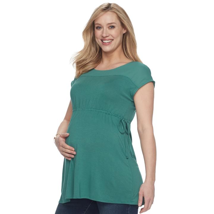 Maternity A:glow Mixed-media Tee, Women's, Size: Xs Maternity, Med Green
