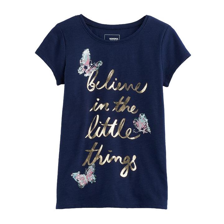 Girls 4-12 Sonoma Goods For Life&trade; Embellished Knit Tee, Size: 7, Turquoise/blue (turq/aqua)