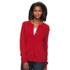 Women's Croft & Barrow&reg; Ribbed-trim Cardigan, Size: Xl, Med Red