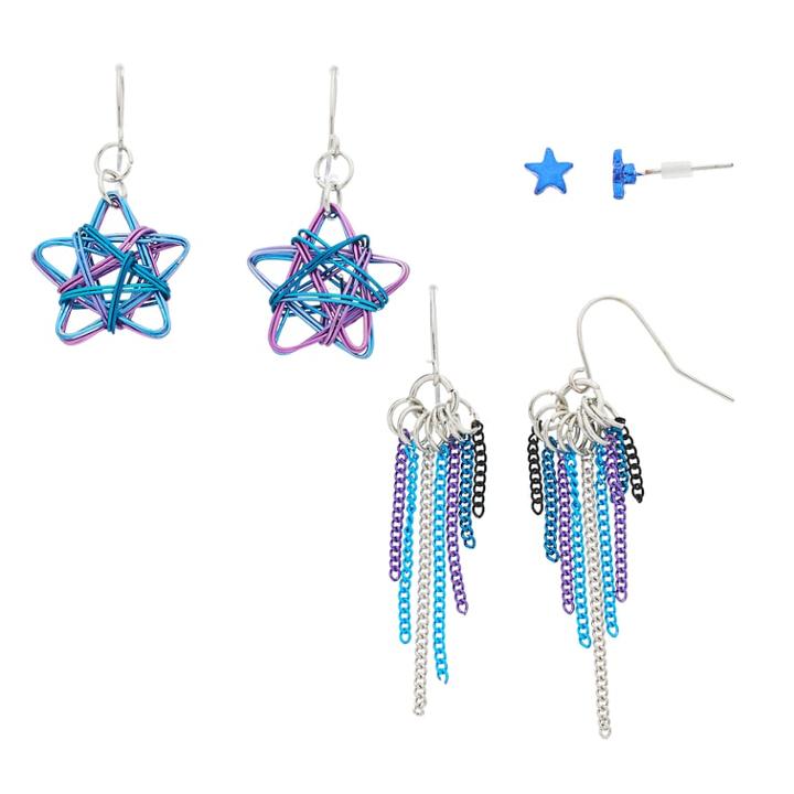Mudd&reg; Star & Chain Fringe Nickel Free Earring Set, Women's, Multicolor