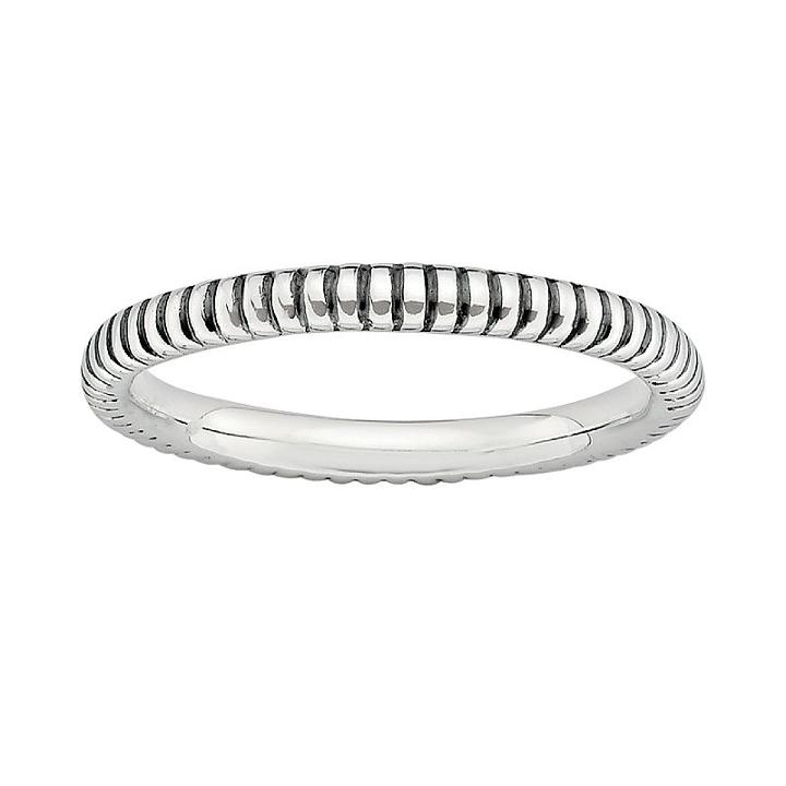Stacks And Stones Sterling Silver Ribbed Stack Ring, Women's, Size: 6, Grey