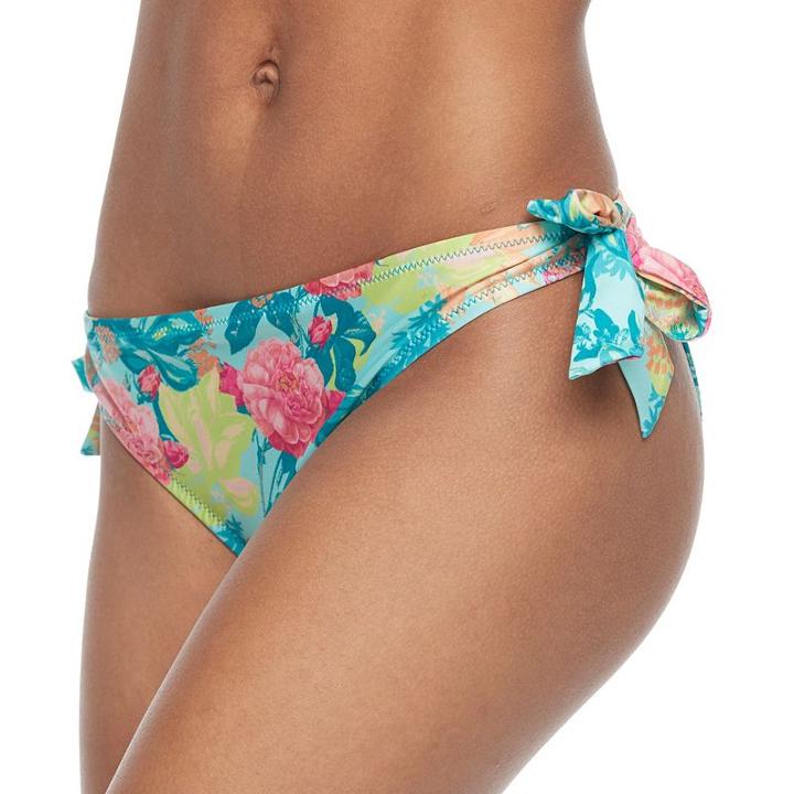 Women's Social Angel Printed Side-tie Bikini Bottoms, Size: Xl, Multicolor