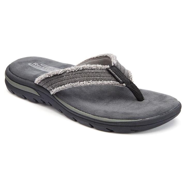 Skechers Relaxed Fit Supreme Men's Flip-flops, Size: 12, Grey (charcoal)