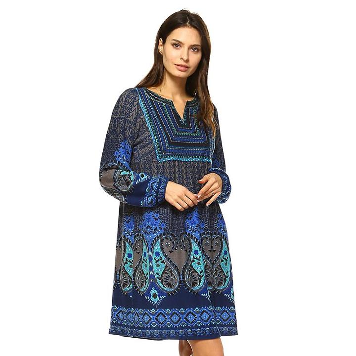 Women's White Mark Paisley Sweaterdress, Size: Medium, Blue