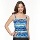 Women's Croft & Barrow&reg; Tummy Slimmer Ruched D-cup Tankini Top, Size: 12, Med Blue