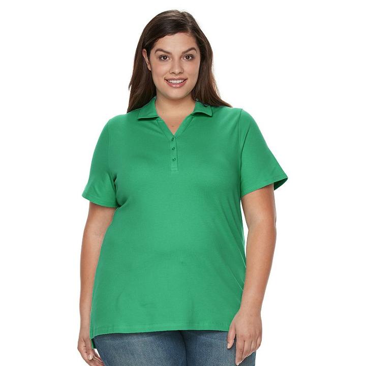 Plus Size Croft & Barrow&reg; Pique Polo, Women's, Size: 2xl, Med Green