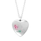 Sterling Silver Flower Heart Locket, Women's, Size: 18, Grey