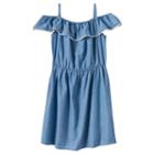 Girls 4-8 Sonoma Goods For Life&trade; Denim Pom Pom Ruffle Dress, Girl's, Size: 6x, Dark Blue