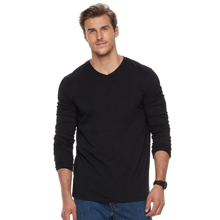 Big & Tall Sonoma Goods For Life&trade; Flexwear V-neck Tee, Men's, Size: Xxl Tall, Black