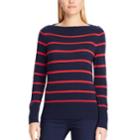 Women's Chaps Striped Boatneck Sweater, Size: Xl, Blue