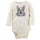 Baby Girl Oshkosh B'gosh&reg; Foil Rabbit Bodysuit, Size: 18 Months, White