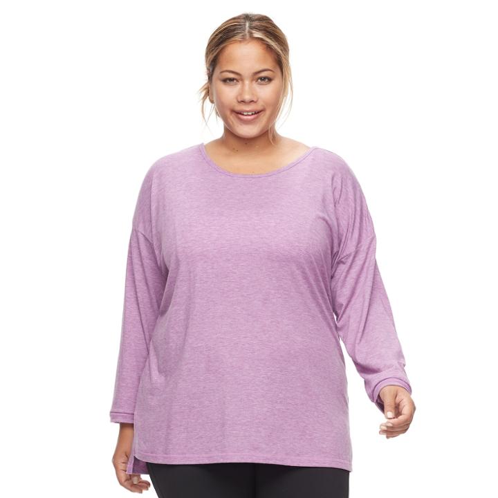 Plus Size Tek Gear&reg; Long Sleeve Performance Top, Women's, Size: 1xl, Med Purple