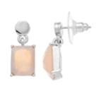 Simulated Crystal Rectangle Drop Earrings, Women's, Pink