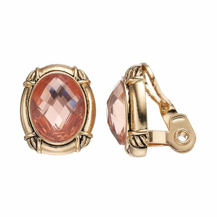 Napier Oval Clip On Earrings, Women's, Orange