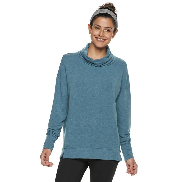 Women's Tek Gear&reg; Forward Seam Turtle Neck Top, Size: Medium, Dark Blue