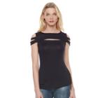 Women's Rock & Republic&reg; Cutout Cold-shoulder Tee, Size: Xl, Black