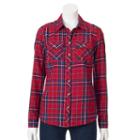 Croft & Barrow&reg; Plaid Flannel Shirt - Women's, Size: Xl, Med Red