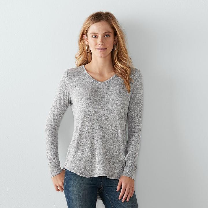 Women's Sonoma Goods For Life&trade; Essential Marled Tee, Size: Large, Silver