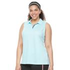Plus Size Fila Sport&reg; Striped-trim Sleeveless Golf Polo, Women's, Size: 3xl, Light Blue