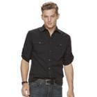 Men's Rock & Republic Solid Ripstop Button-down Shirt, Size: Medium, Black