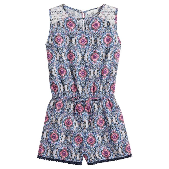 Girls 7-16 Joey B Challis Keyhole Romper, Size: Medium, Light Blue