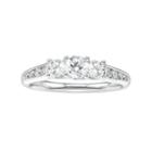 14k White Gold 1 Carat T.w. Diamond 3-stone Anniversary Ring, Women's, Size: 6