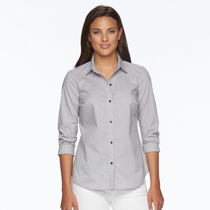 Women's Apt. 9® Essential Wrinkle-resistant Shirt, Size: 14, Grey (charcoal)