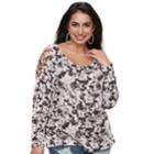 Plus Size Jennifer Lopez Strappy Cutout Tee, Women's, Size: 2xl, Black