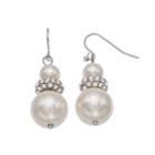 Simulated Pearl Nickel Free Double Drop Earrings, Women's, White