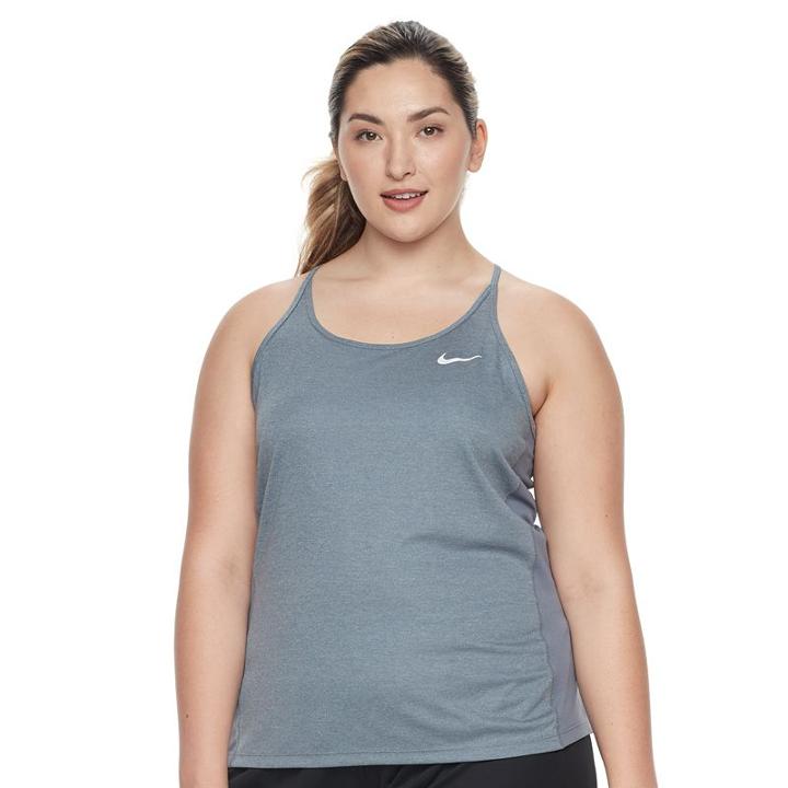 Plus Size Nike Miler Dri-fit Racerback Spaghetti Strap Tank, Women's, Size: 2xl, Blue Other