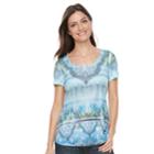 Women's World Unity Printed Scoopneck Tee, Size: Xl, Green Oth