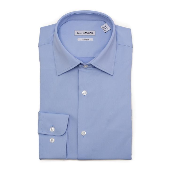 Men's Haggar Premium Performance Slim-fit Stretch Dress Shirt, Size: 15.5-34/35, Light Blue