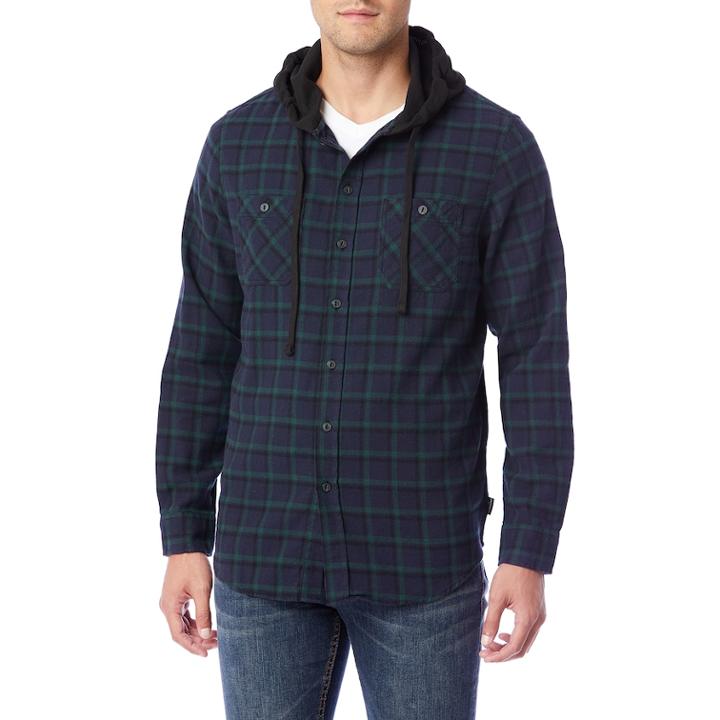 Men's Unionbay Switchback Flannel Hooded Button-down Shirt, Size: Xl, Brt Green