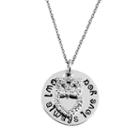 Charmed By Diamonds 1/10 Carat T.w. Diamond Sterling Silver Owl Always Love You Disc Pendant Necklace, Women's, Size: 18, White