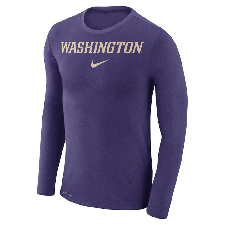 Men's Nike Washington Huskies Marled Long-sleeve Dri-fit Tee, Size: Small, Purple