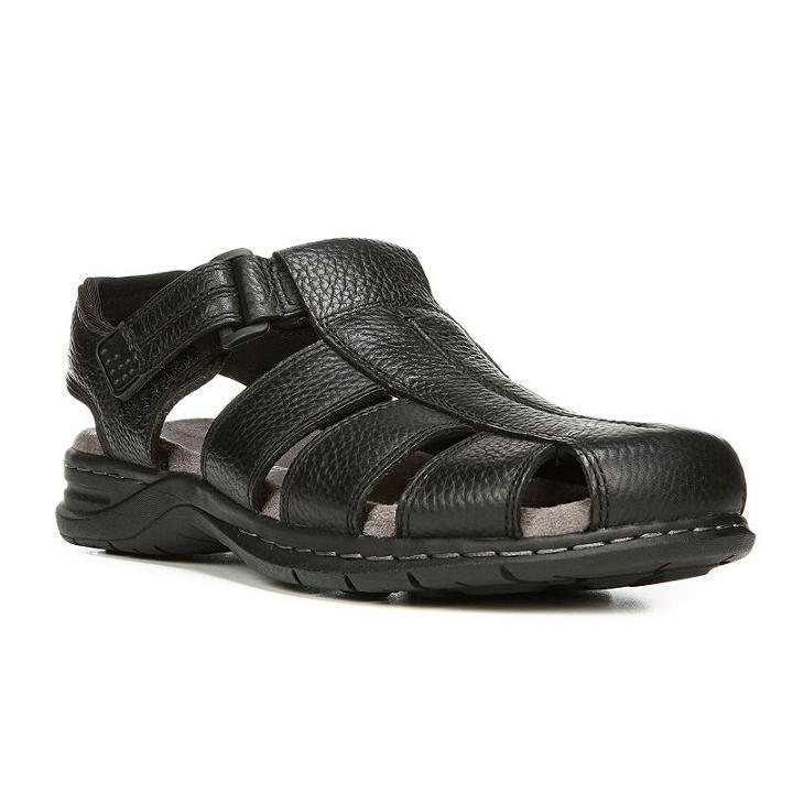 Dr. Scholl's Gaston Men's Leather Fisherman Sandals, Size: Medium (12), Black
