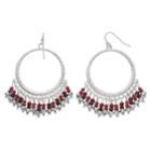 Red Bead Nickel Free Hoop Drop Earrings, Women's
